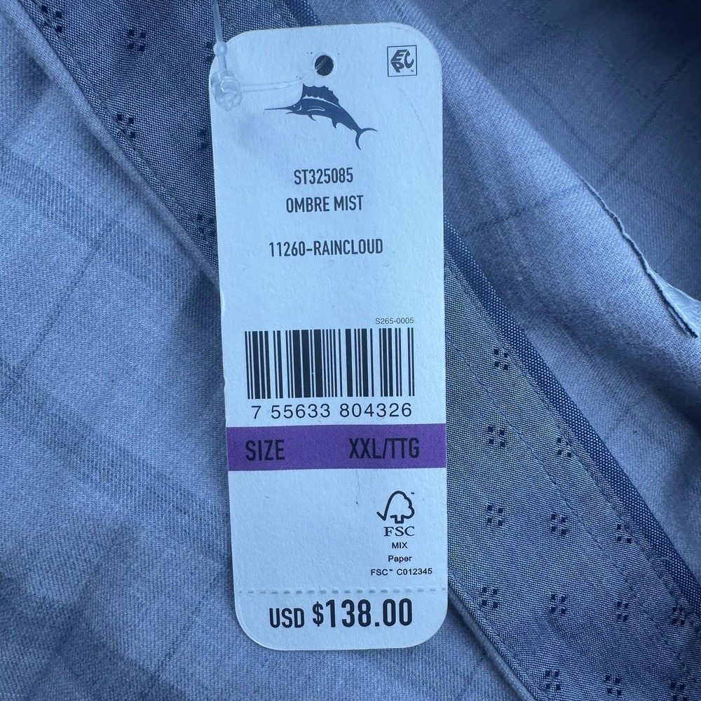 Tommy Bahama Shirt Mens 2XL Gray Plaid Stretch Button Up Long Sleeve Casual NEW - Picture 10 of 10